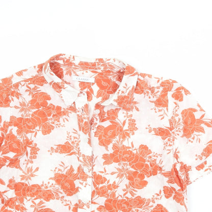 Womens UK Size 14 Classic White Basic Button-Up