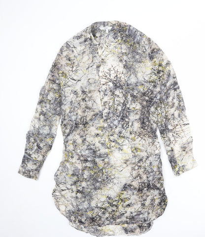 NEXT Womens Multicoloured Geometric Viscose Shirt Dress Size 12 Round Neck Button