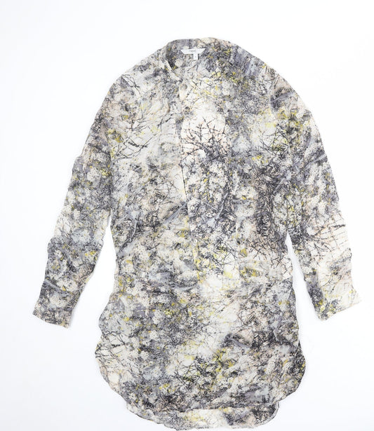 NEXT Womens Multicoloured Geometric Viscose Shirt Dress Size 12 Round Neck Button