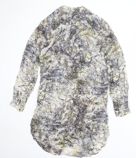 NEXT Womens Multicoloured Geometric Viscose Shirt Dress Size 12 Round Neck Button