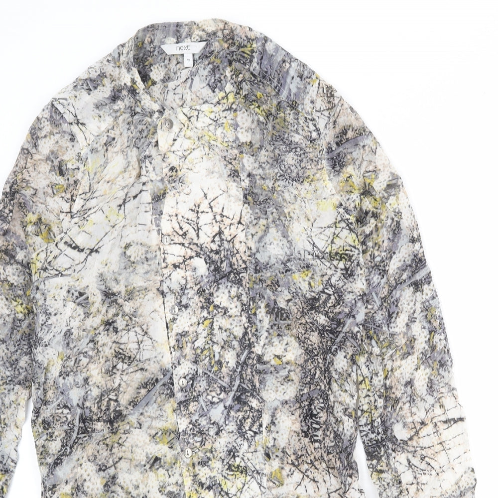 NEXT Womens Multicoloured Geometric Viscose Shirt Dress Size 12 Round Neck Button