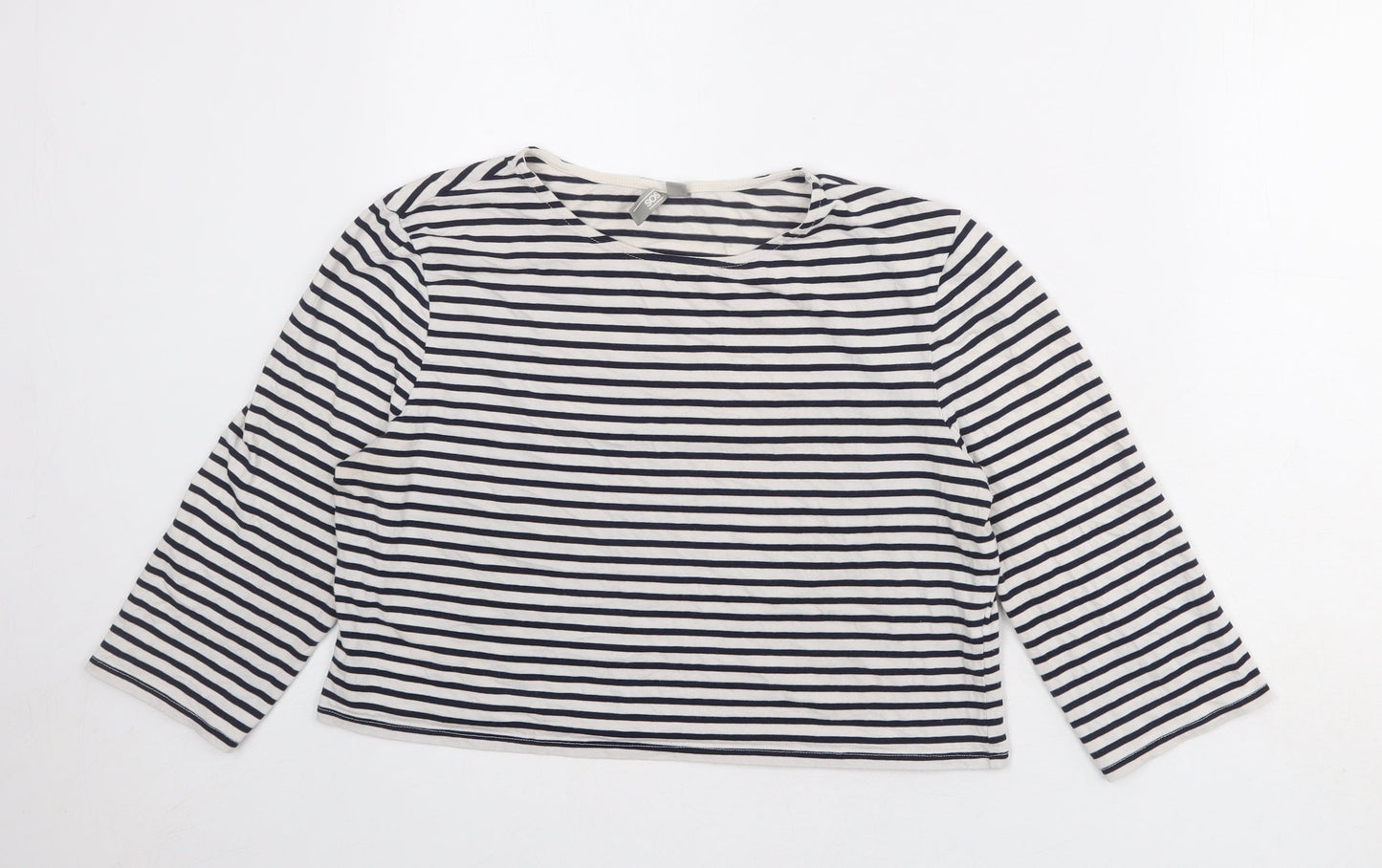 ASOS Womens White Striped Polyester Cropped Blouse Size 18 Round Neck