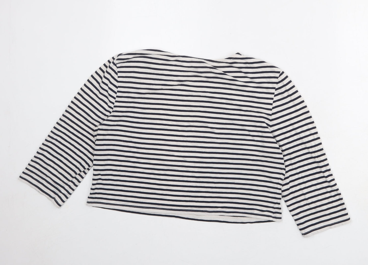ASOS Womens White Striped Polyester Cropped Blouse Size 18 Round Neck