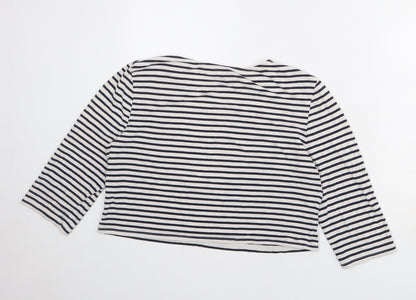 ASOS Womens White Striped Polyester Cropped Blouse Size 18 Round Neck