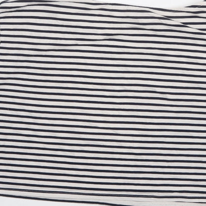 ASOS Womens White Striped Polyester Cropped Blouse Size 18 Round Neck