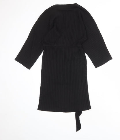 River Island Womens Black Polyester A-Line Size 10 V-Neck Tie