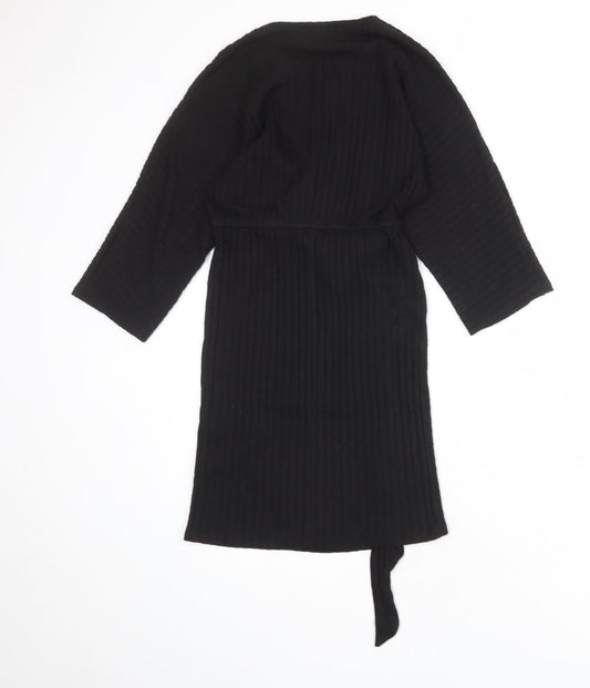 River Island Womens Black Polyester A-Line Size 10 V-Neck Tie