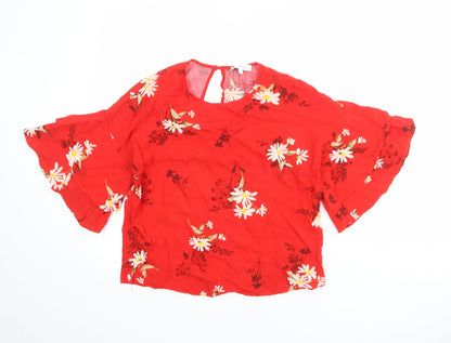 Womens UK Size 8 Warehouse Red Basic Blouse