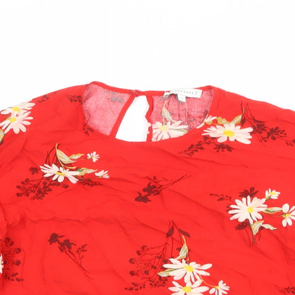 Womens UK Size 8 Warehouse Red Basic Blouse