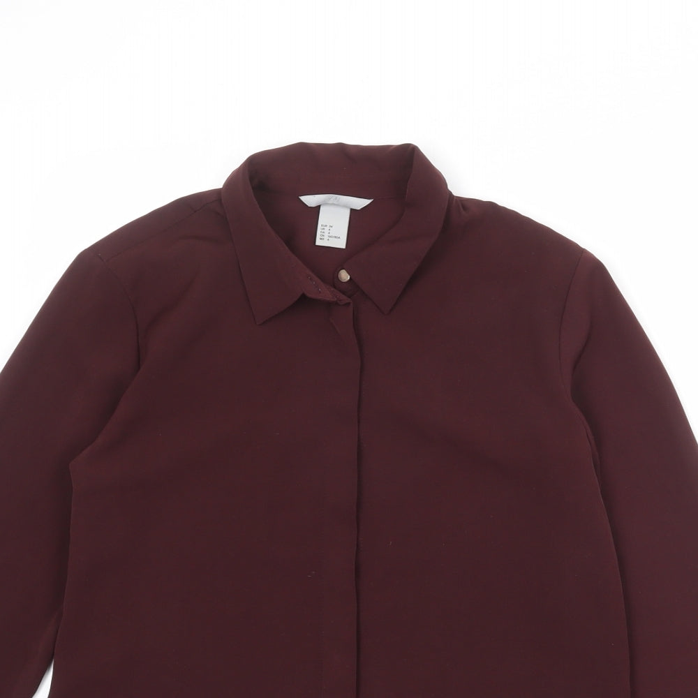 Womens UK Size 8 H&M Red Basic Button-Up