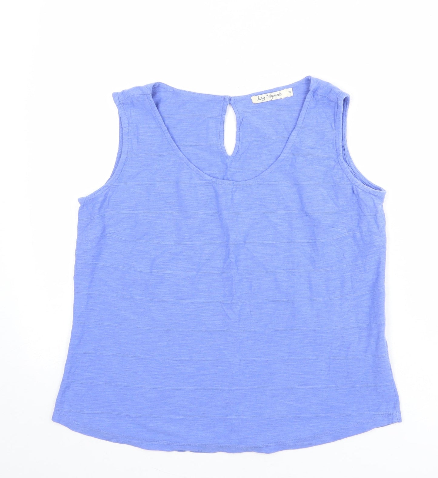 Lily Womens Blue 100% Cotton Basic Tank Size 10 Round Neck
