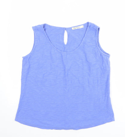 Lily Womens Blue 100% Cotton Basic Tank Size 10 Round Neck