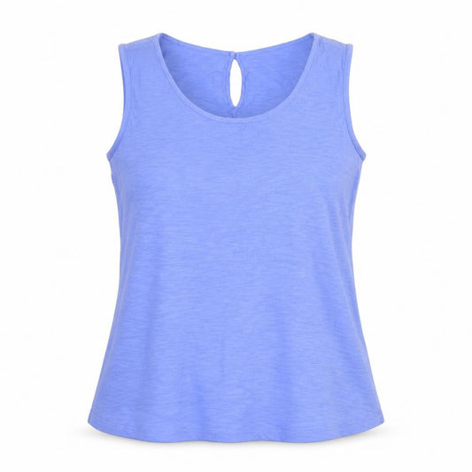 Lily Womens Blue 100% Cotton Basic Tank Size 10 Round Neck