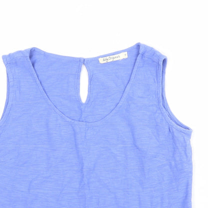 Lily Womens Blue 100% Cotton Basic Tank Size 10 Round Neck