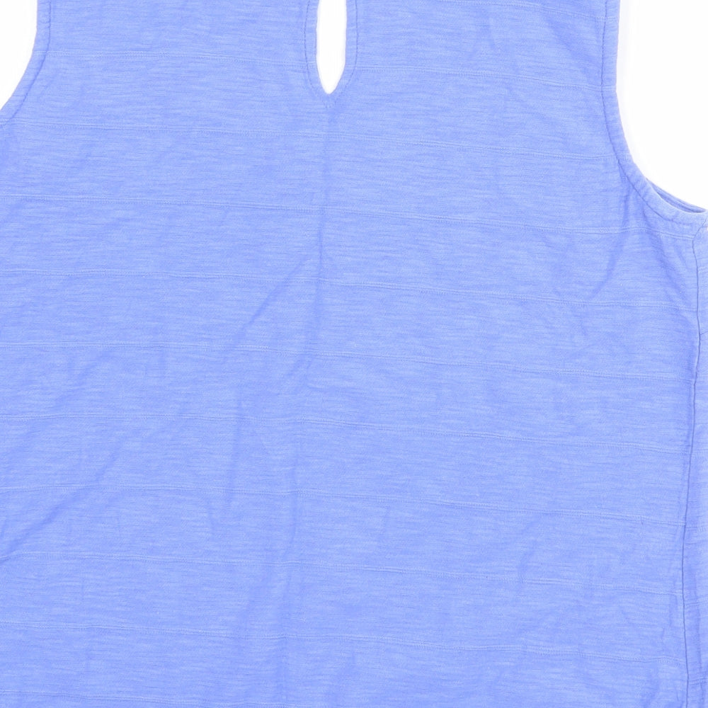 Lily Womens Blue 100% Cotton Basic Tank Size 10 Round Neck