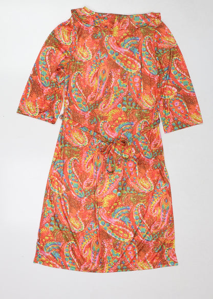 H&M Womens Multicoloured Paisley Polyester A-Line Size 6 Collared Pullover