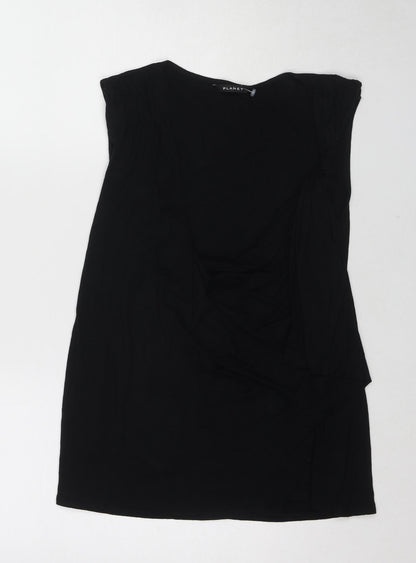 Planet Womens Black Viscose Basic Tank Size L Round Neck