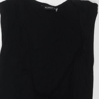 Planet Womens Black Viscose Basic Tank Size L Round Neck