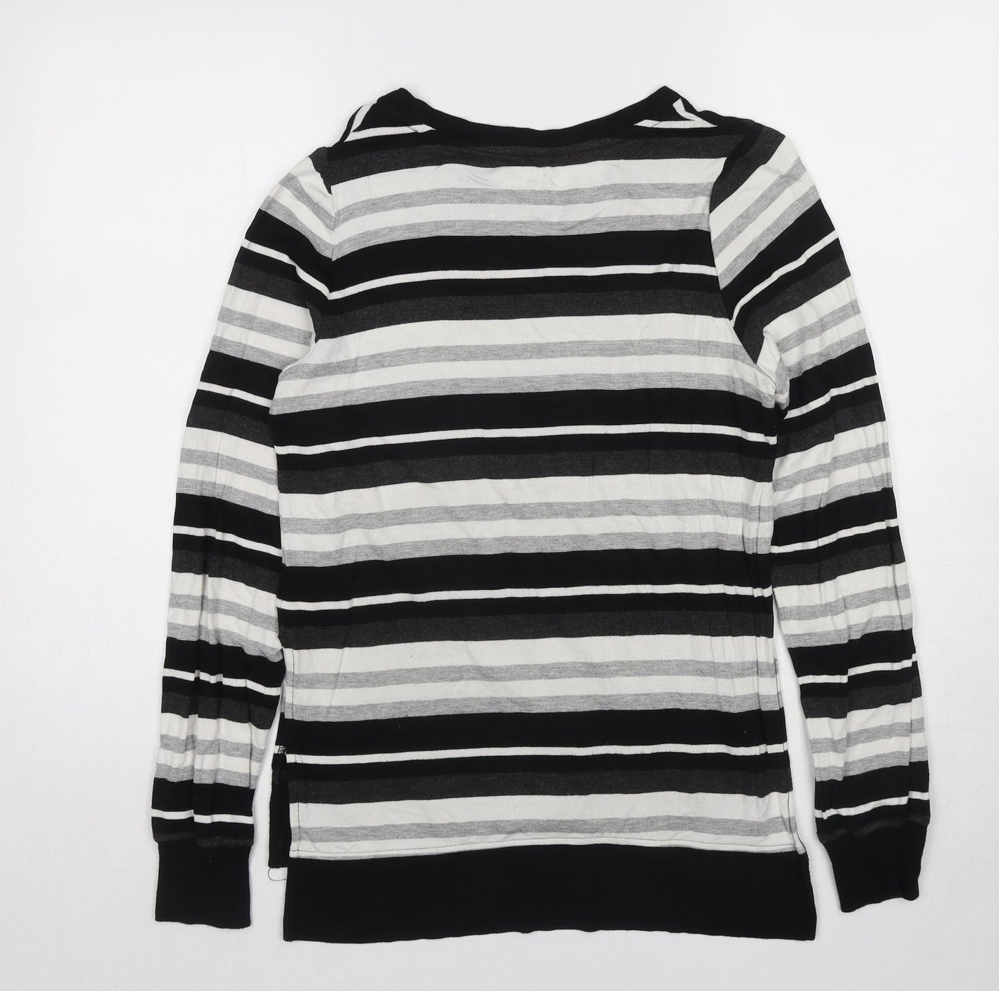Marc New York Womens Black Round Neck Striped Viscose Pullover Jumper Size S