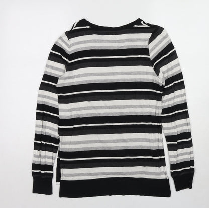 Marc New York Womens Black Round Neck Striped Viscose Pullover Jumper Size S