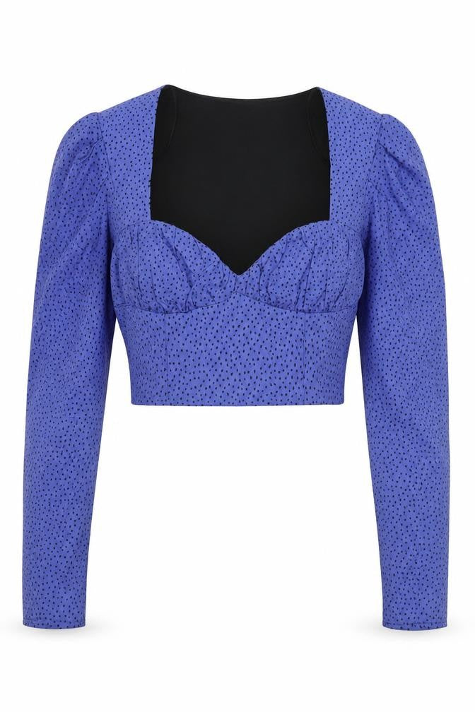 Womens UK Size S Zara Blue Cropped Blouse