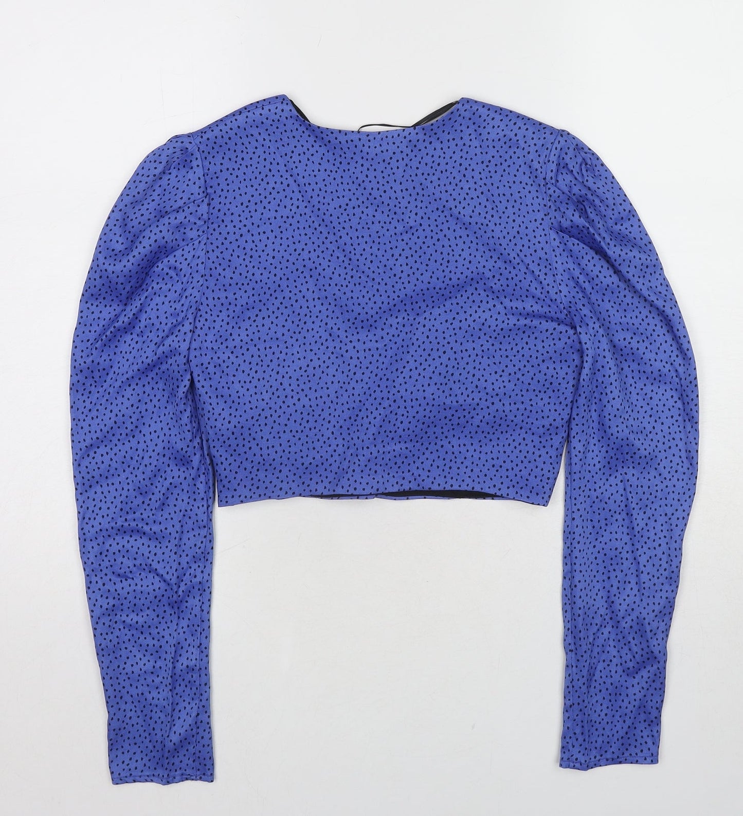 Womens UK Size S Zara Blue Cropped Blouse