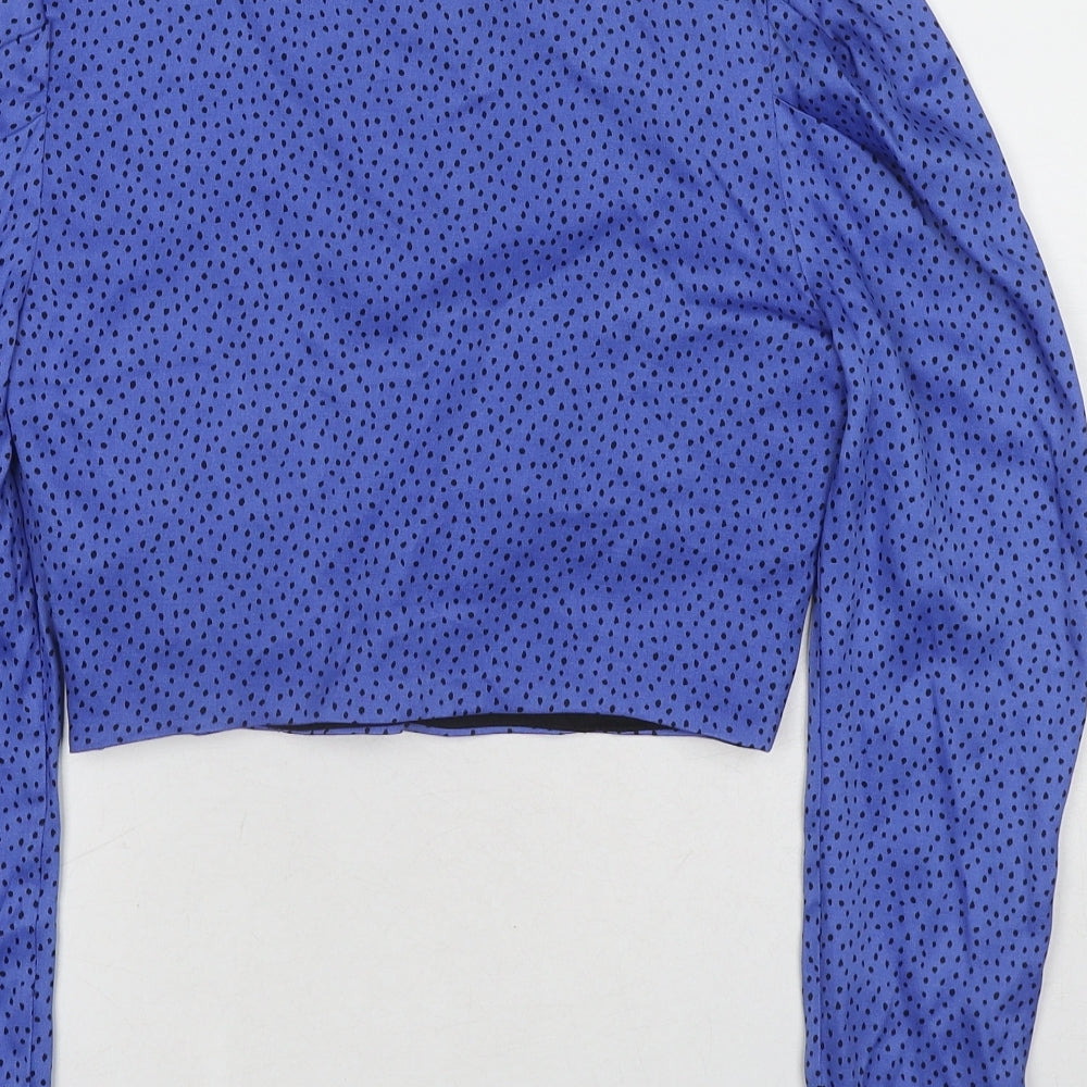 Womens UK Size S Zara Blue Cropped Blouse
