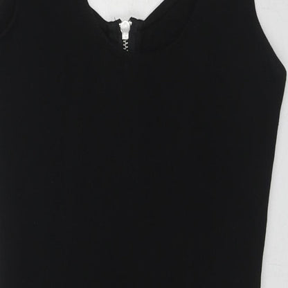 H&M Womens Black Cotton Mini Size 8 Scoop Neck Zip