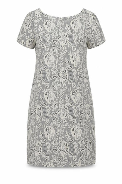 Pied A Terre Womens Grey Polyester Shift Size 10 Boat Neck Zip - Lace Overlay