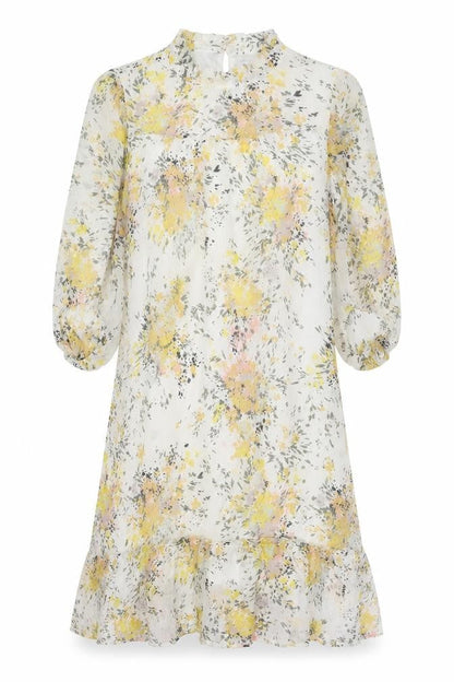Saint Tropez Clothing Womens Multicoloured Floral Polyester A-Line Size XS Mock Neck Button
