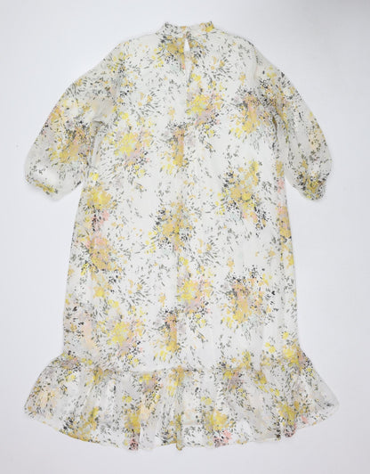 Saint Tropez Clothing Womens Multicoloured Floral Polyester A-Line Size XS Mock Neck Button
