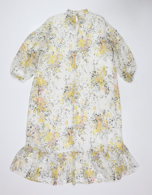 Saint Tropez Clothing Womens Multicoloured Floral Polyester A-Line Size XS Mock Neck Button