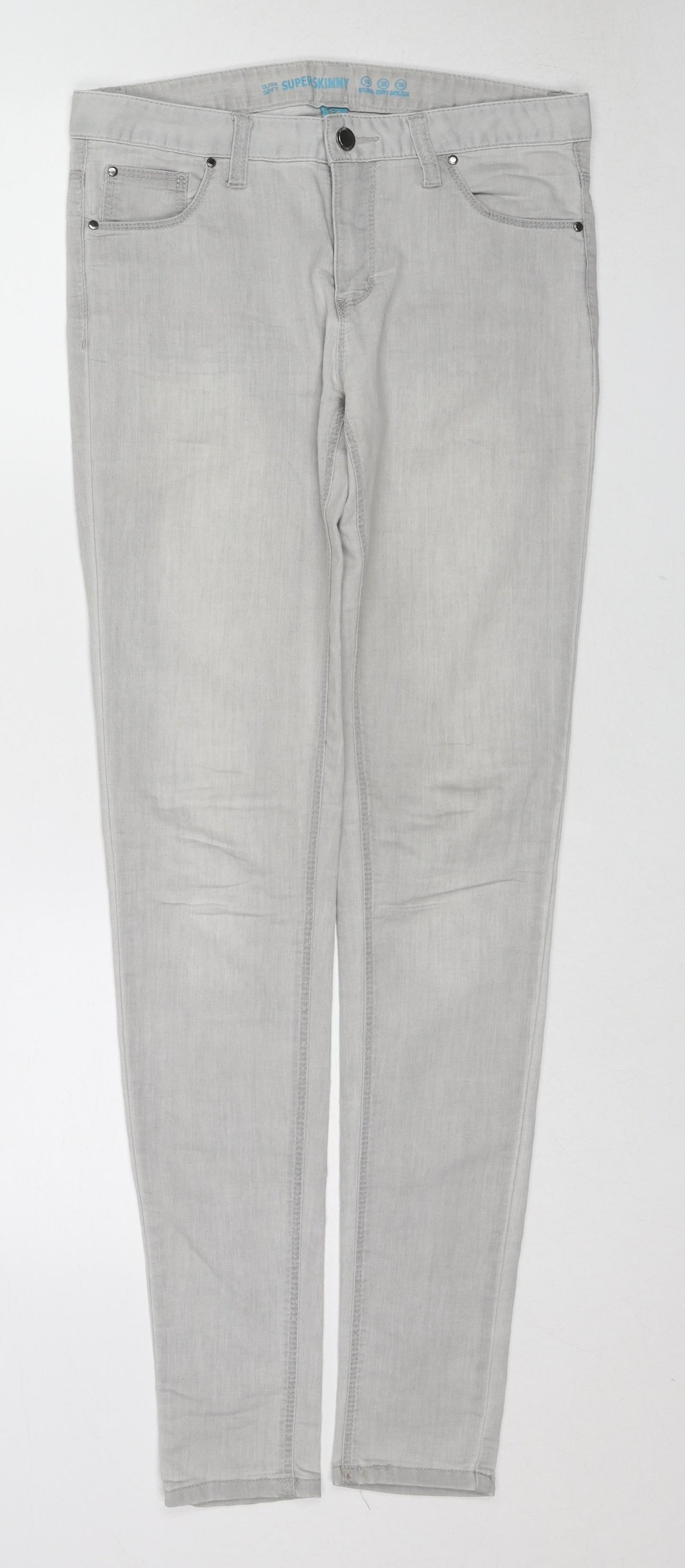 Denim & Co. Womens Grey Cotton Skinny Jeans Size 10 L32 in Slim Zip