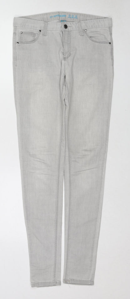Denim & Co. Womens Grey Cotton Skinny Jeans Size 10 L32 in Slim Zip