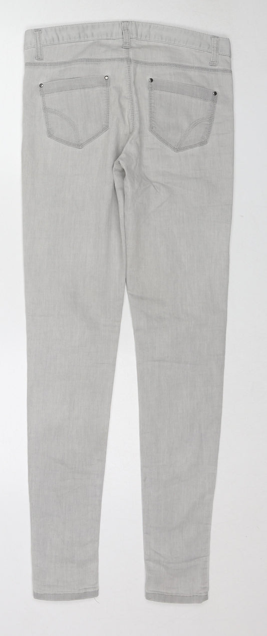 Denim & Co. Womens Grey Cotton Skinny Jeans Size 10 L32 in Slim Zip