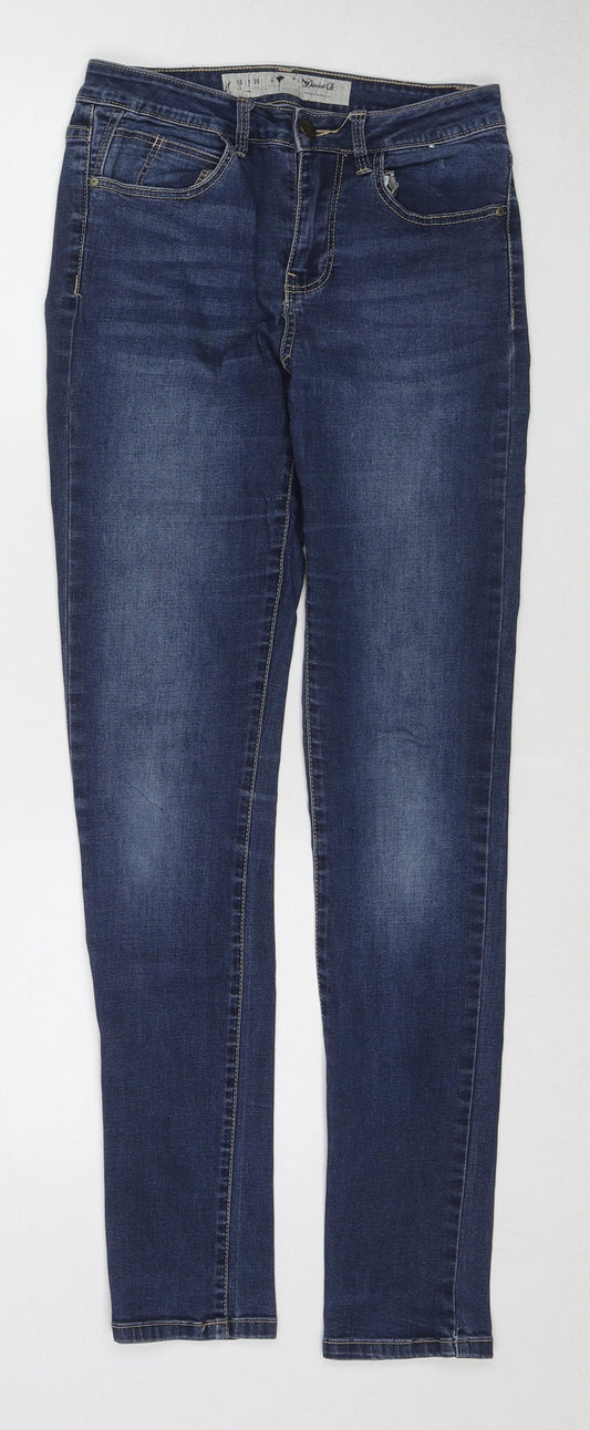 Denim & Co. Womens Blue Cotton Skinny Jeans Size 10 L29 in Regular Zip