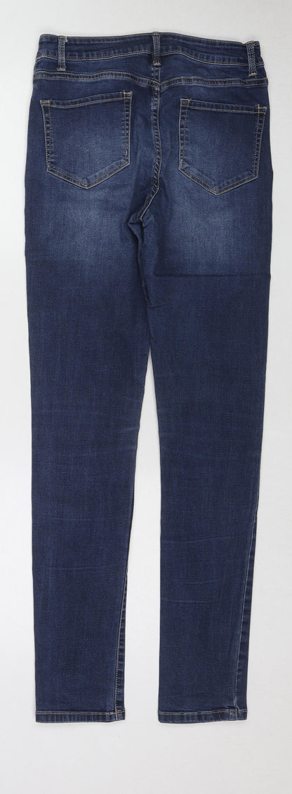 Denim & Co. Womens Blue Cotton Skinny Jeans Size 10 L29 in Regular Zip