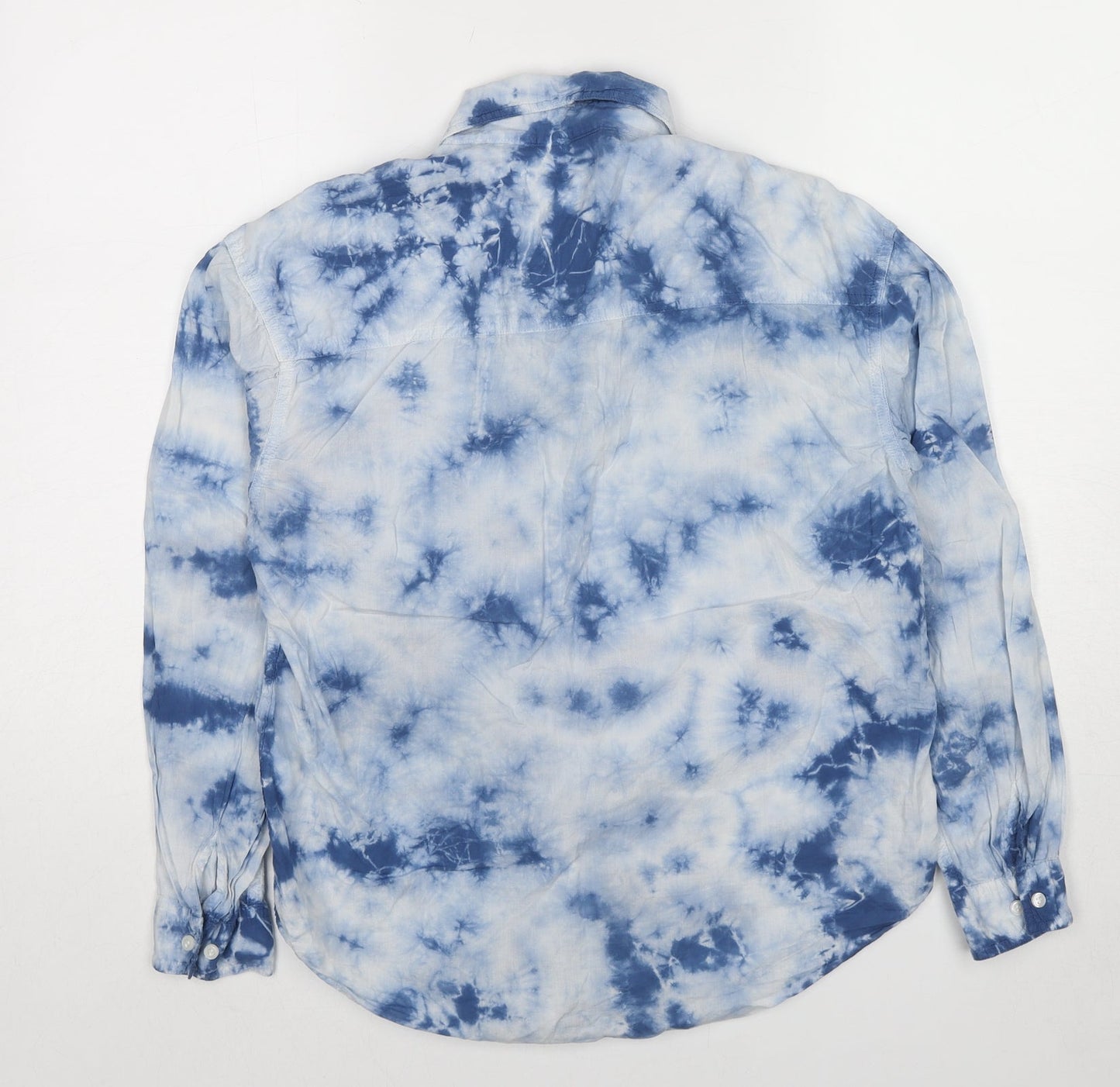 Weekday Mens Blue Geometric Cotton Button-Up Size XS Collared Button - Tie Dye