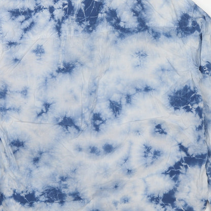 Weekday Mens Blue Geometric Cotton Button-Up Size XS Collared Button - Tie Dye