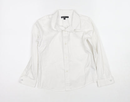 Autograph Boys White Polyester Basic Button-Up Size 6-7 Years Collared Button