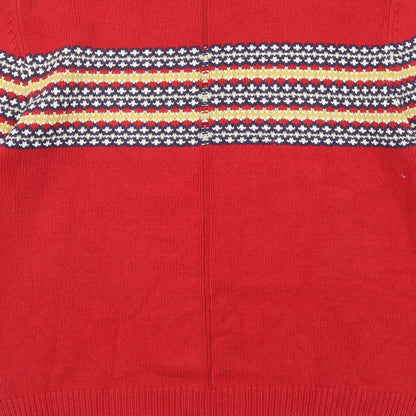 Fcuk Mens Red Round Neck Cotton Pullover Jumper Size M Long Sleeve