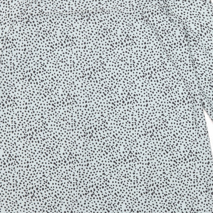 Oasis Womens Blue Animal Print Polyester A-Line Size M Round Neck Button - Cheetah pattern