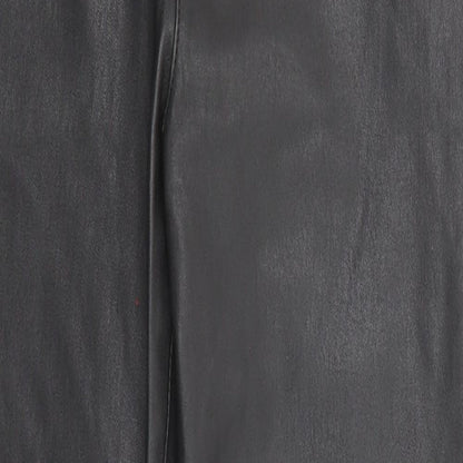 Stockholm Atelier Womens Black Cotton Trousers Size 8 Regular Zip - Coated