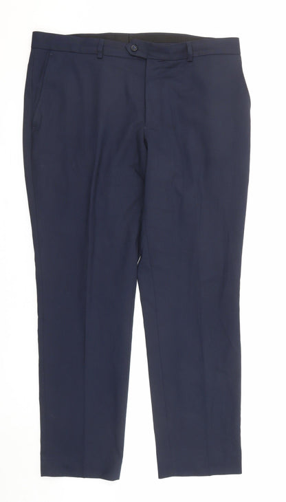 Ventura Mens Blue Polyester Dress Pants Trousers Size 36 in Slim Zip