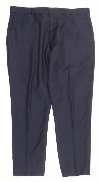 Reiss Mens Blue Polyester Dress Pants Trousers Size 36 in Regular Zip