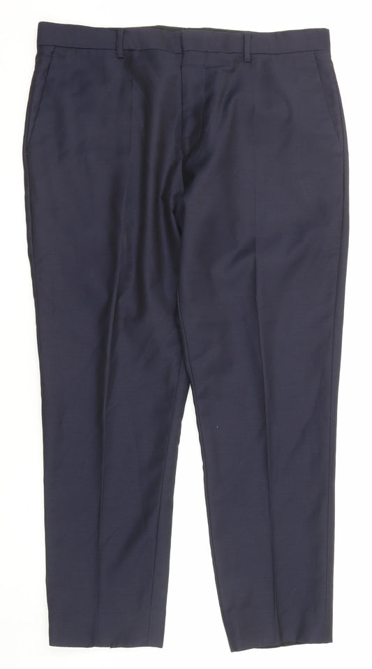 Reiss Mens Blue Polyester Dress Pants Trousers Size 36 in Regular Zip
