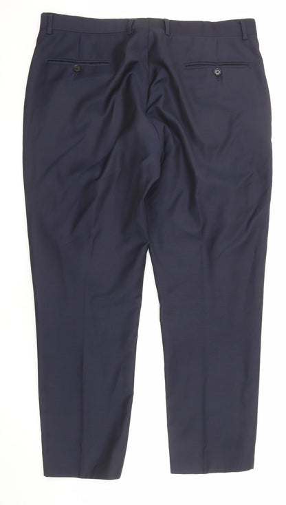 Reiss Mens Blue Polyester Dress Pants Trousers Size 36 in Regular Zip