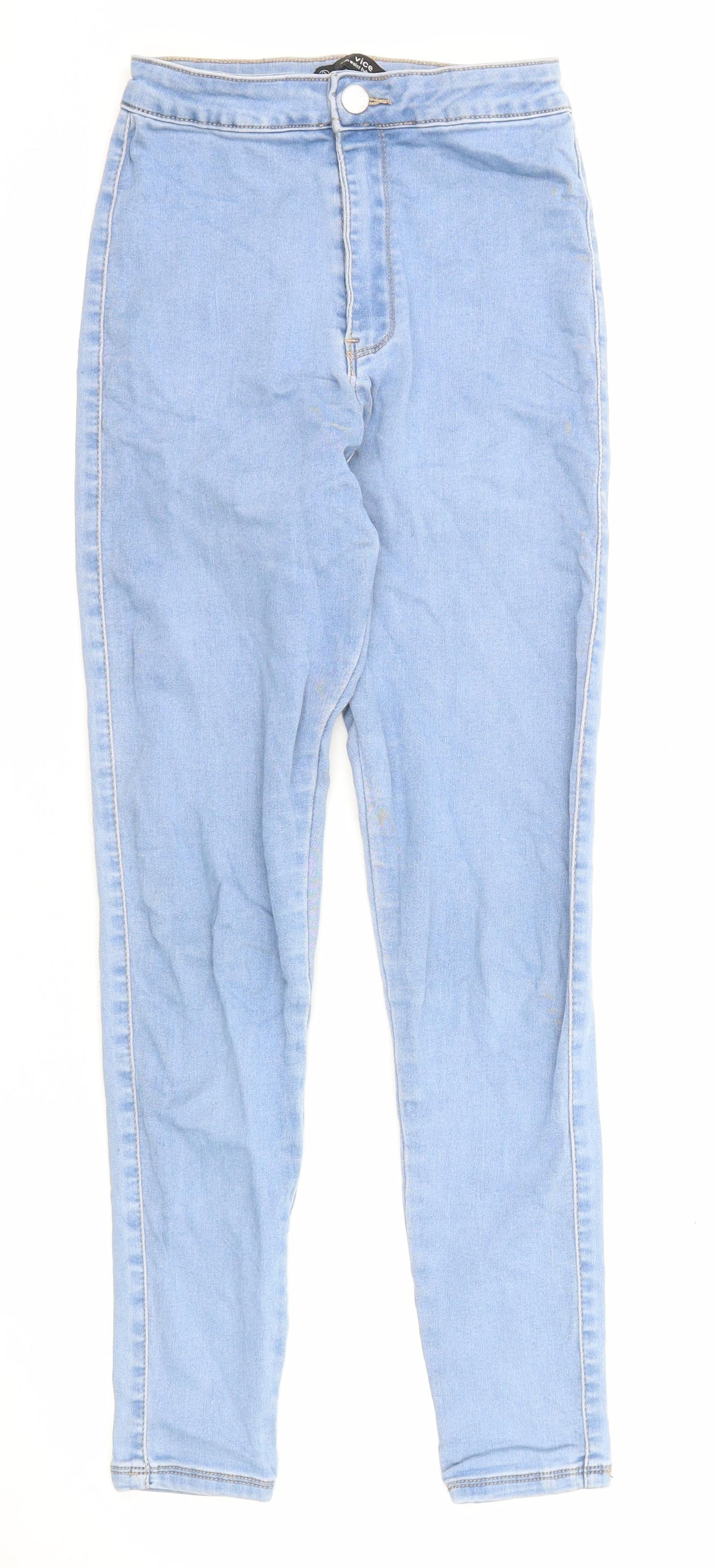 Missguided Womens Blue Cotton Jegging Jeans Size 8 L25 in Regular Zip - Waist 21 inches