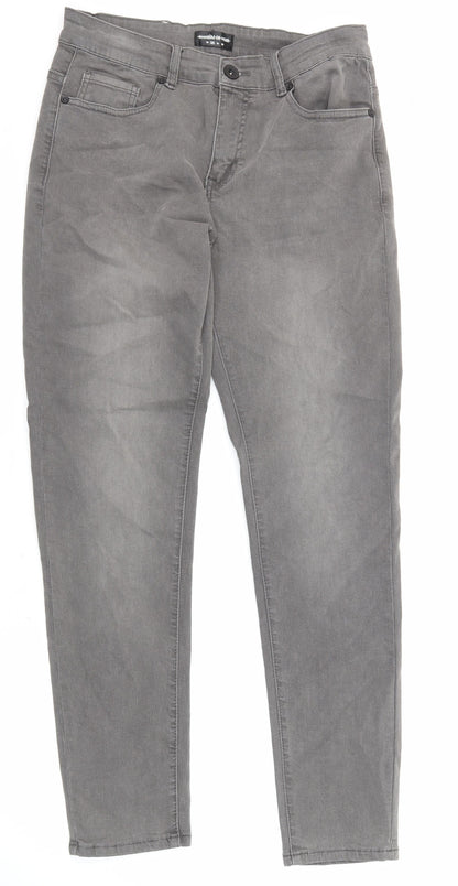 Maniere De Voir Womens Grey Cotton Skinny Jeans Size 10 L30 in Regular Zip
