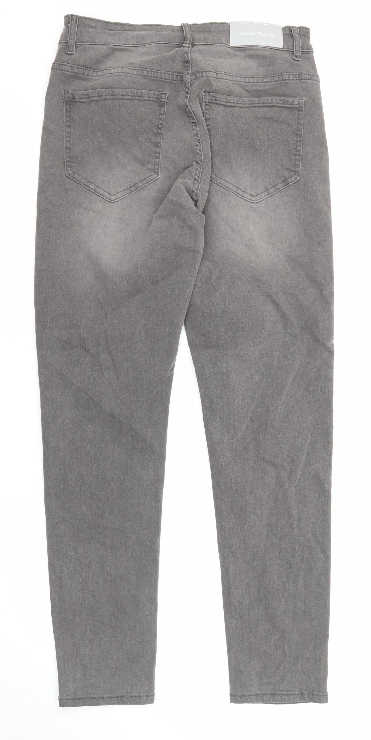 Maniere De Voir Womens Grey Cotton Skinny Jeans Size 10 L30 in Regular Zip